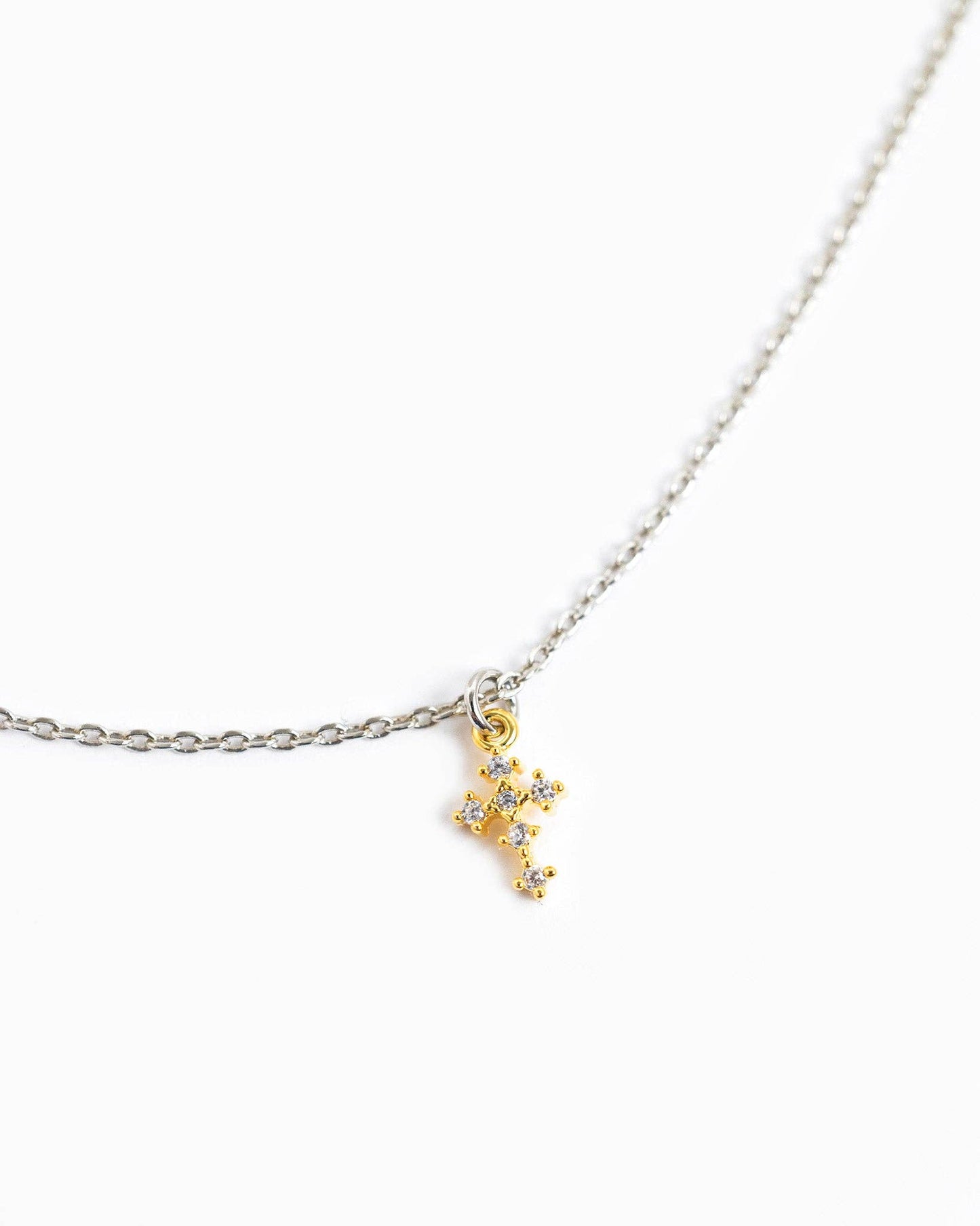 Two Tone Cross Necklace