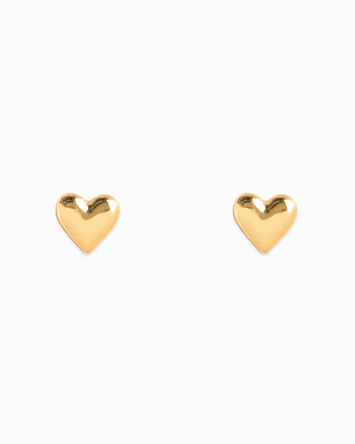 Tiny Puffy Heart Stud Earrings: Gold