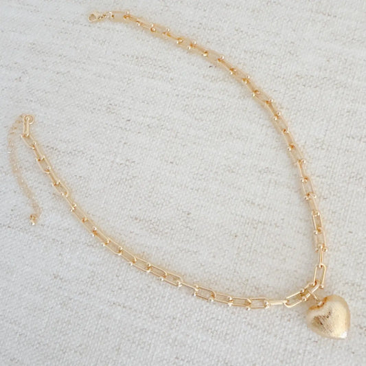 Brushed Heart Necklace