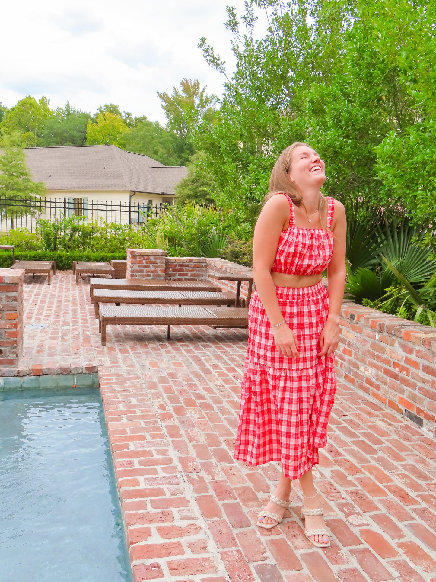 Gingham midi skirt