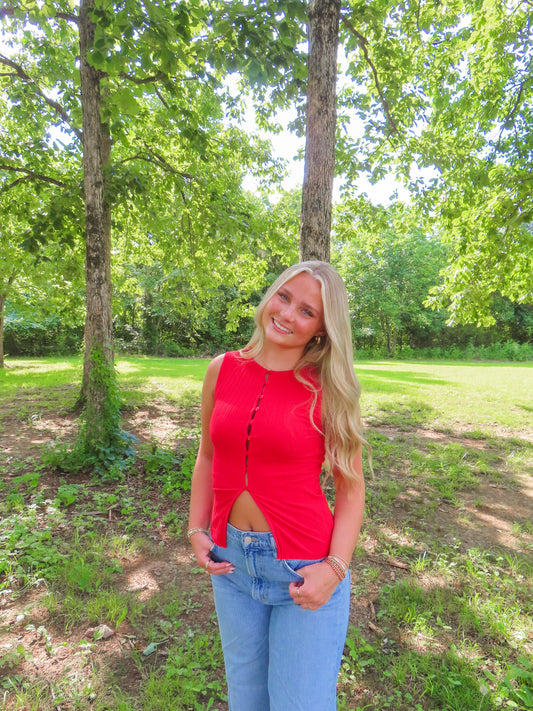 Ruby button up top