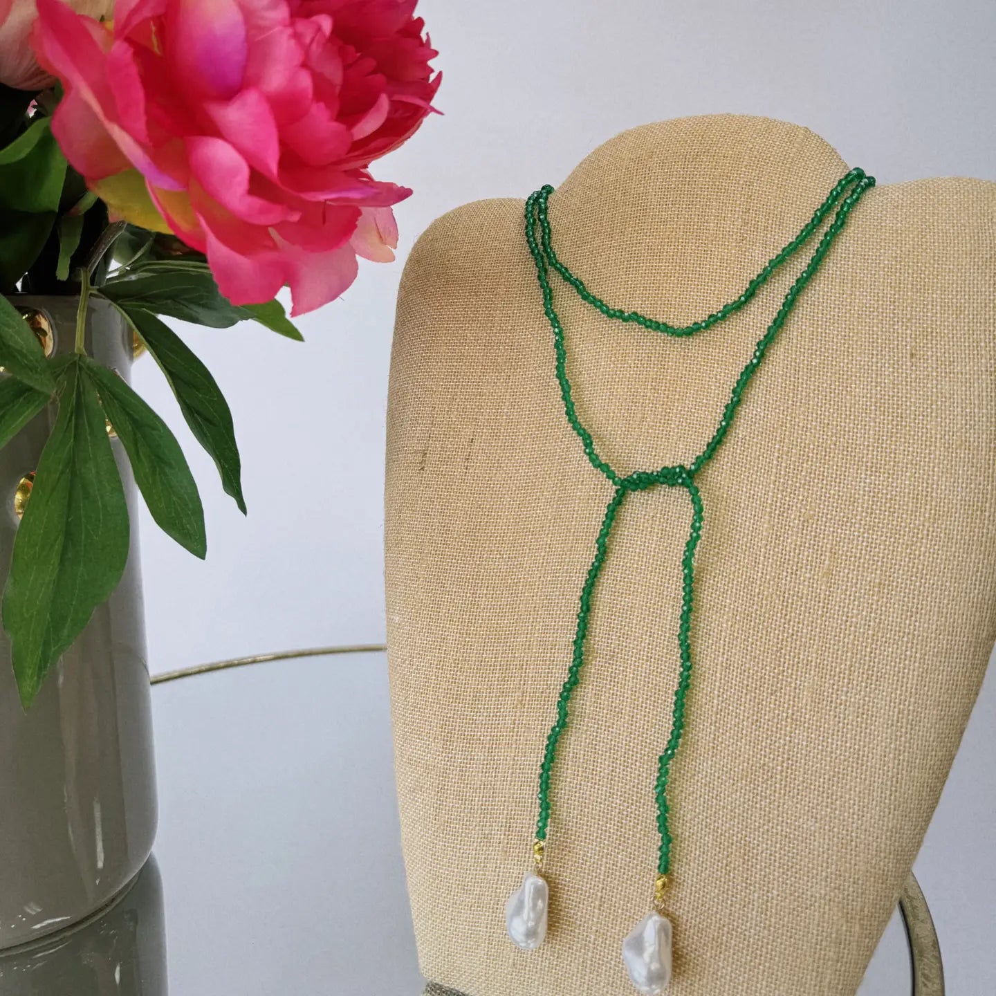 Beaded Wrap Necklace with Pearls