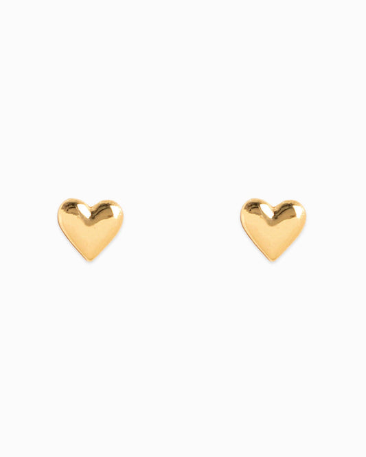 Tiny Puffy Heart Stud Earrings: Gold